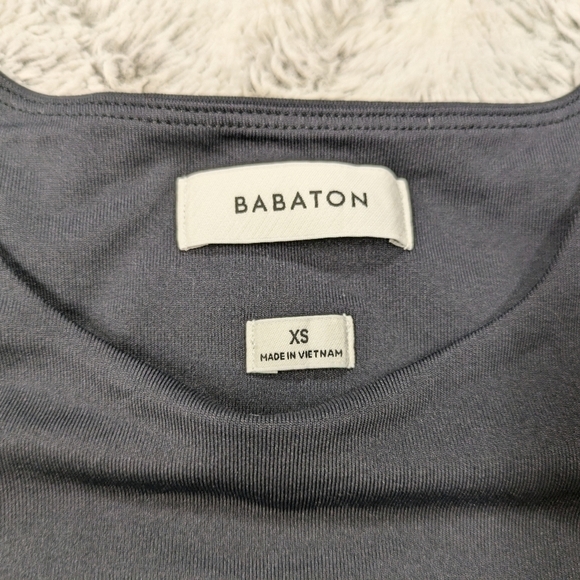 Babaton Shirt Women's XS Black Contour Baby Tee Cropped Top Crew Smooth Tight - Picture 2 of 7